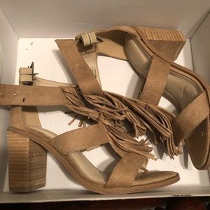 Tan high heel shoe